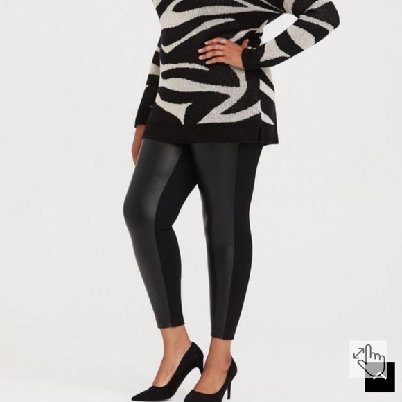Faux Leather & Ponte Pixie Pant - Black - Picture 1 of 4